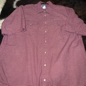 Classic Burgundy Checkered Men's Pearl Snap Shirt